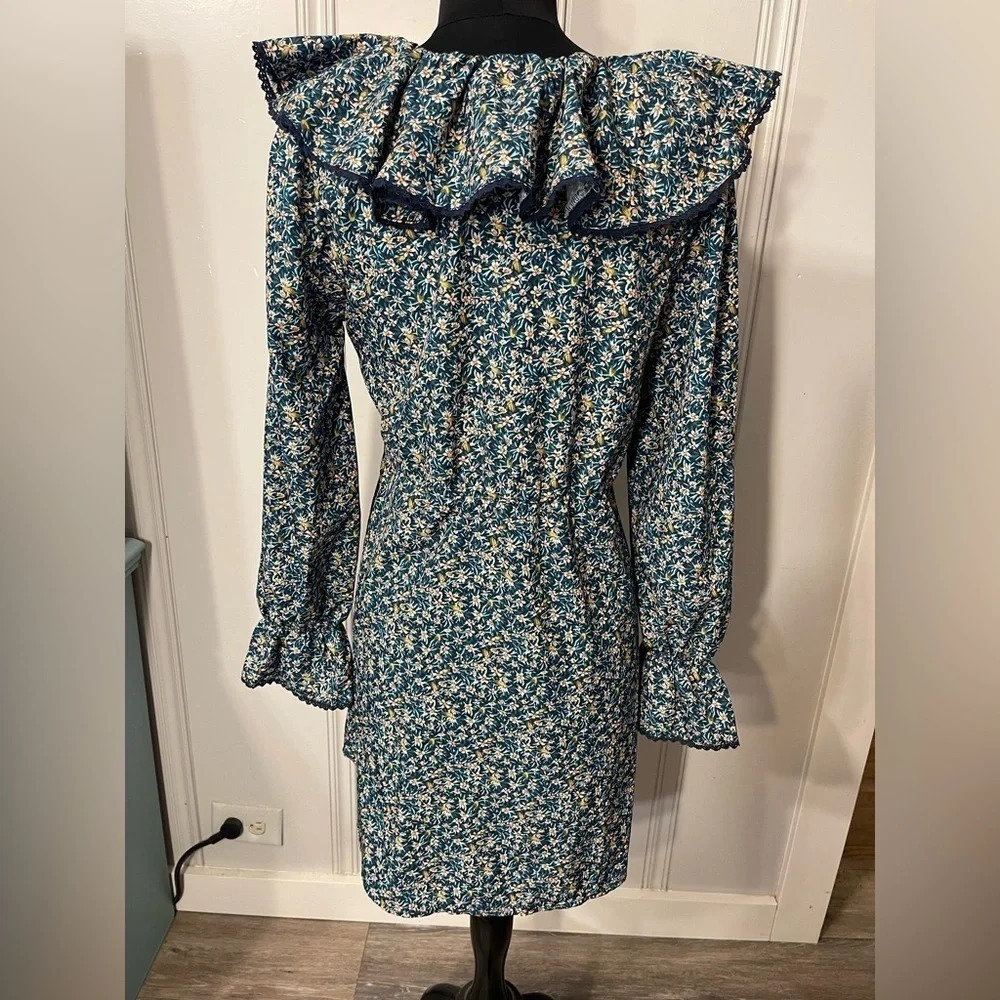 AA & ZZ Floral Ruffle Collar Long Sleeve Boho Dress Size Medium - Picture 2 of 7